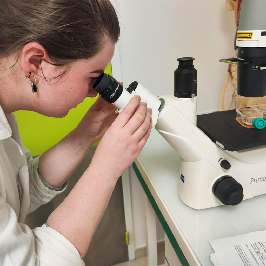 Étudiants BTS ANABIOTEC ISSAT Redon réalisant une culture cellulaire en laboratoire